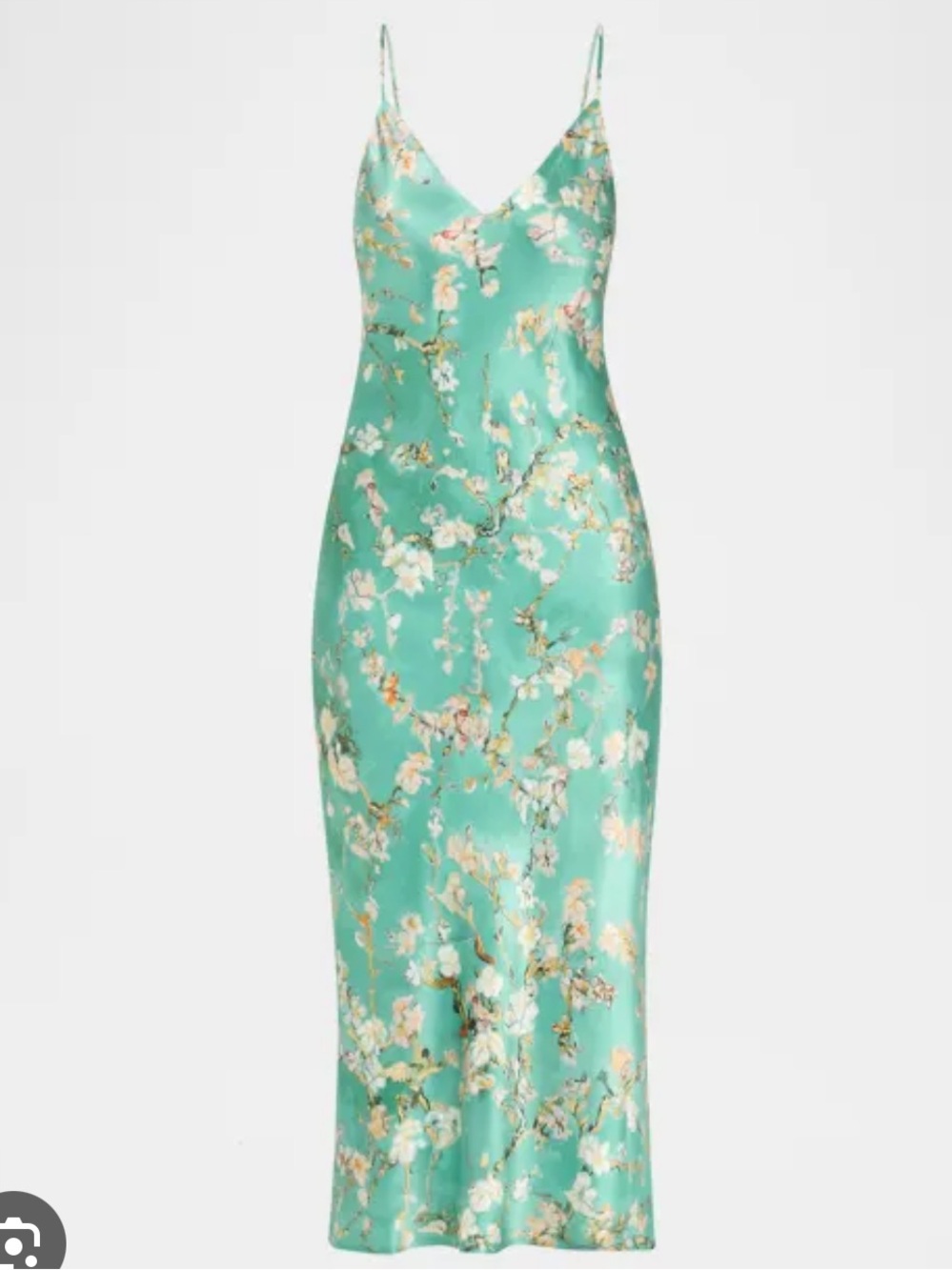 L'AGENCE Seridie Cherry Blossom Floral Slip Midi Dress